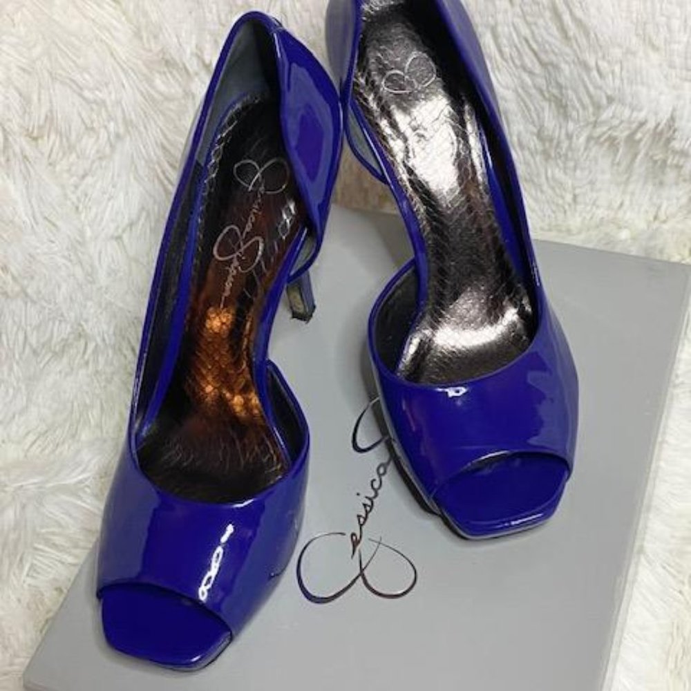 Jessica Simpson Royal Blue Patent Leather Heels